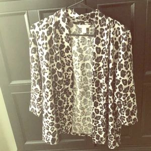 Snow leopard sweater; Laura Ashley - sz M